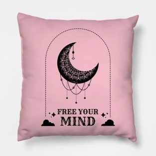 free your mind mystical moon child Pillow