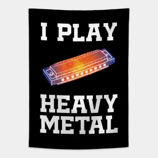 I Play Heavy Metal Harmonica Funny Tapestry