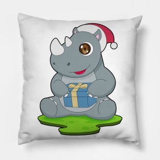 Rhino Christmas Santa hat Pillow