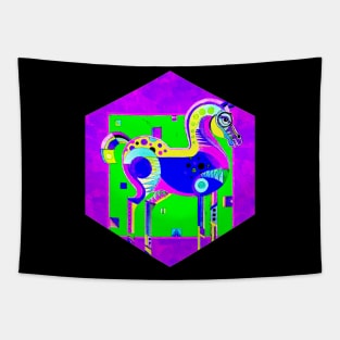 Horse Surreal Decorative Colorful Abstract Print Tapestry