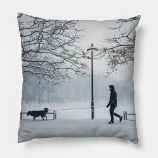 Man walking his dog Pillow