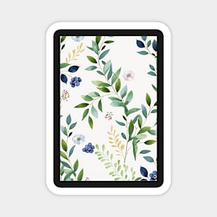 Floral Garden Botanical Print with Spring Flowers and Leaves Magnet