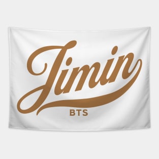 BTS Park JImin name baseball sport typography Morcaworks Tapestry