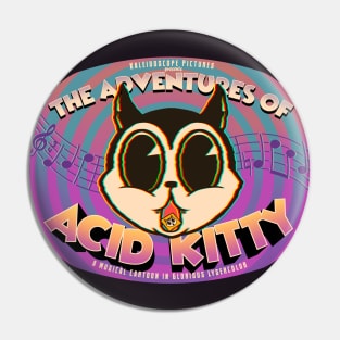 The Legend of Acid Kitty Pt. 3 - The TV Show - Cute Retro Tripping Kitten Cartoon Pin