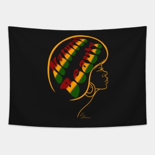 Natural Beauty  | Black Woman Art | Red Yellow Green Tapestry