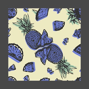 Violet pineapples on canary yellow T-Shirt