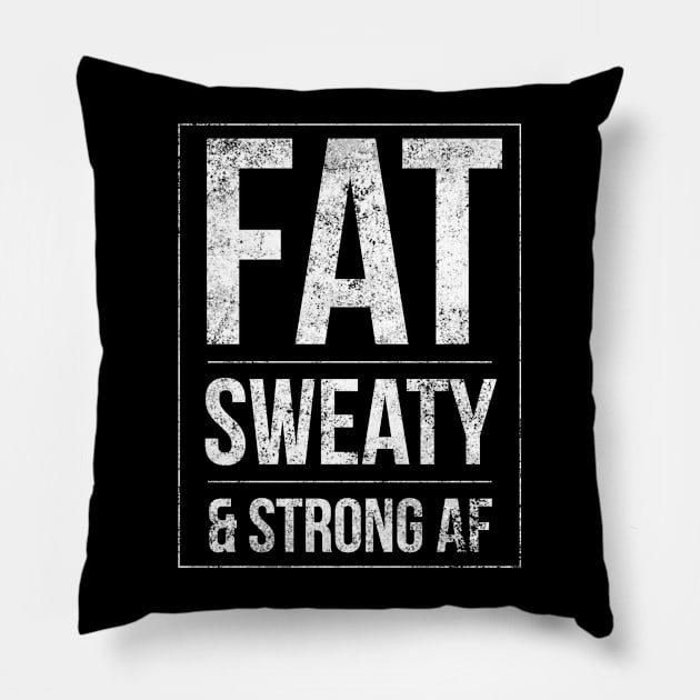 Funny Powerlifter Fat Strongman Powerlifting Strong & Heavy Pillow by twizzler3b