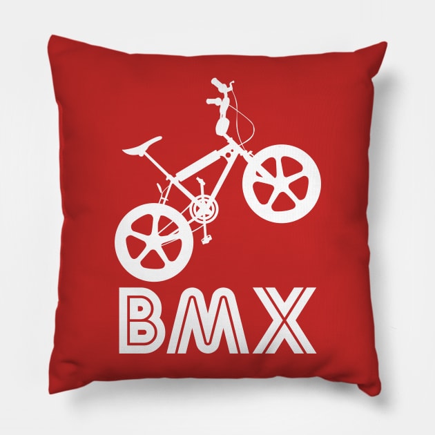 BMX Silhouette (White) Pillow by Paulychilds