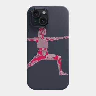 Yoga Woman Warrior Pose Outline Red Pink Phone Case