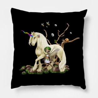 Wonderful unicorn with little fairy Pillow