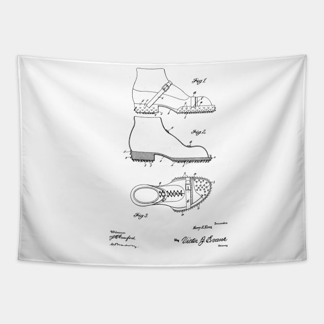 Roofer's Shoe Vintage Patent Hand Drawing Tapestry by TheYoungDesigns