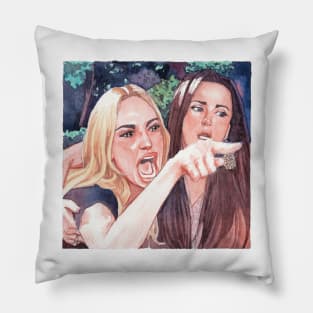 women yelled at cat Pillow