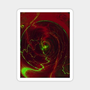 Digital collage, special processing. Energy flows, red and green. Circle. Magnet