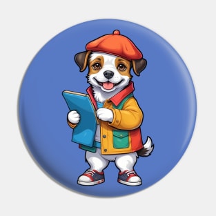 Cute Dog Artist Pin