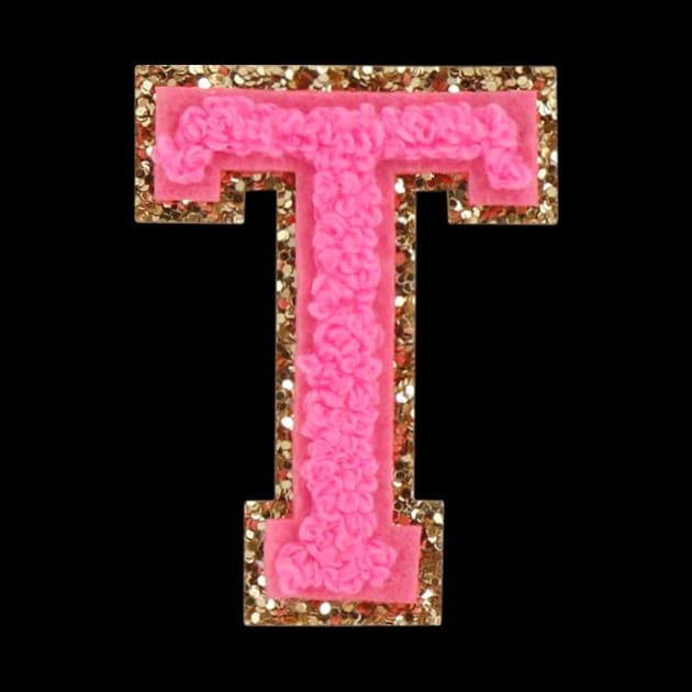 T - Bubblegum Glitter Varsity Letter Patches by Ramagarma