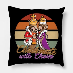 Checkmate with Charm - Royal Chess Couple Design Pillow