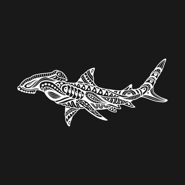 Abstract hammerhead shark white by Ryan Tsutsumi 