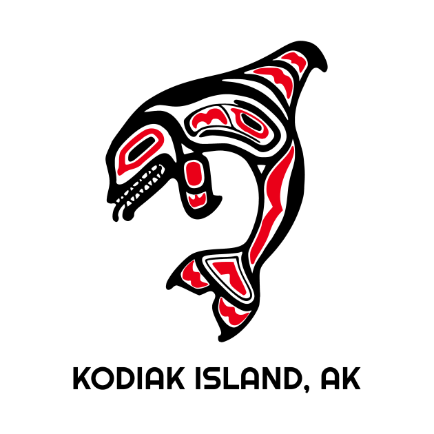 Disover Kodiak Island, Alaska Red Orca Killer Whales Native American Indian Tribal Gift - Orca Whales Lovers - T-Shirt