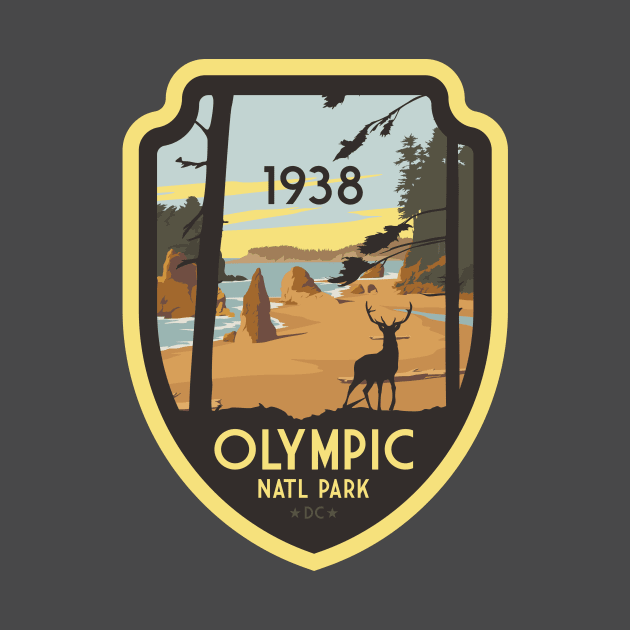 Olympic National Park Vintage Travel Badge Design Gift by Terrybogard97