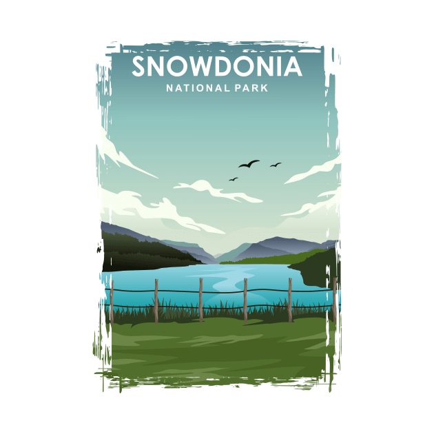 Snowdonia National Park Wales UK Travel Poster by jornvanhezik