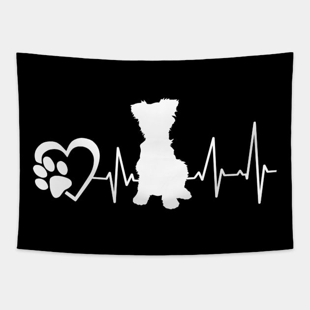 Yorkie Print Men Women Kids Heartbeat Yorkshire Terrier Tapestry by Linco