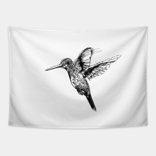 Hummingbird Ink Drawing Tapestry