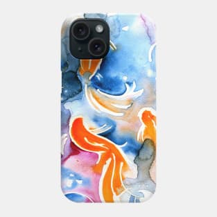 Swimming upstream - Goldfish painting Phone Case