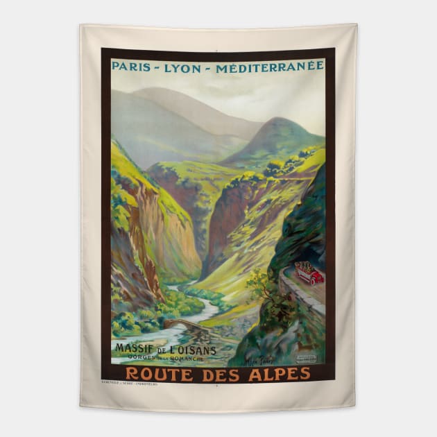 Massif de L'Oisans France Vintage Poster 1900 Tapestry by vintagetreasure