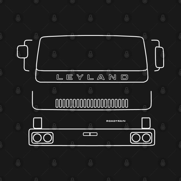 Leyland T45 Roadtrain 1980s classic truck outline graphic (white) by soitwouldseem