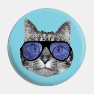 Cat wearing cool blue sunglasses Pin