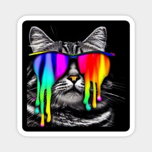 Cat wearing colorful sunglasses Magnet