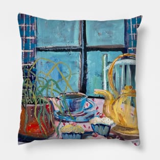 Yellow Tea pot Still Life Pillow