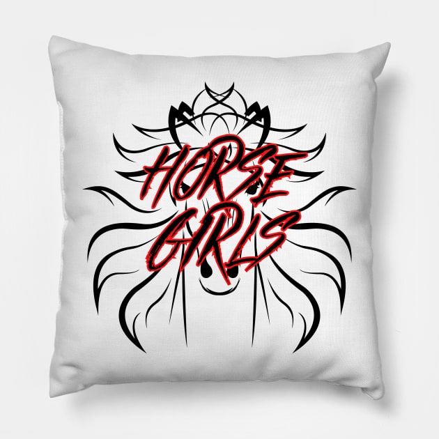 Metal Horse Girls - Black Design Pillow by Horse Girls