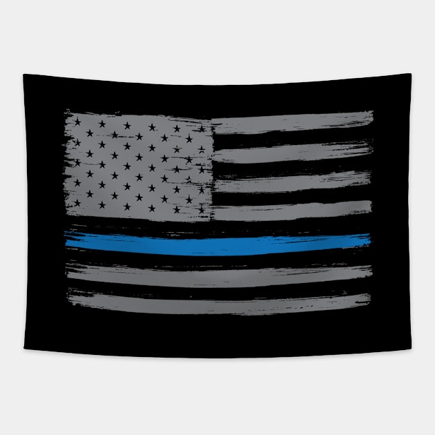 Thin Blue Line Patriotic Police Heroes Tapestry by FamiLane