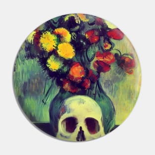 Skull flowers floral creepy van gogh skull Pin