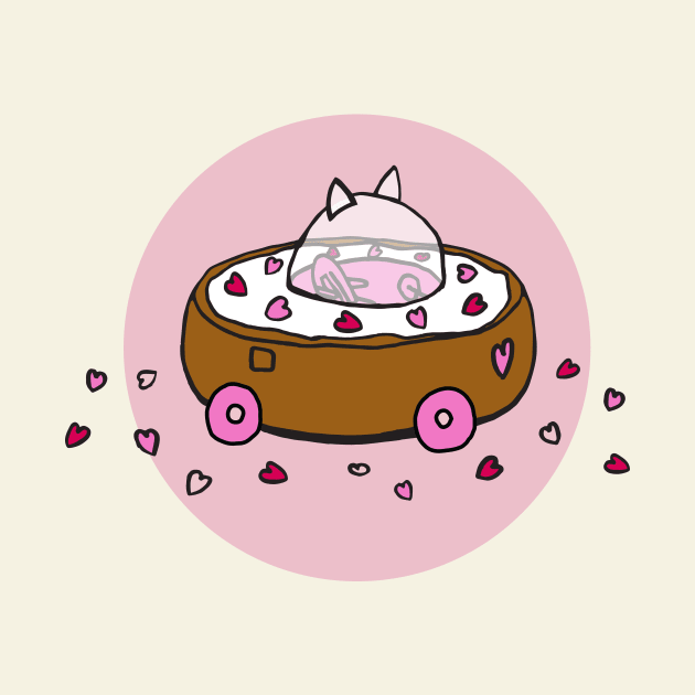 Valentine's Day Cat Donut Car with Heart Sprinkles (Pink) by donutcarco