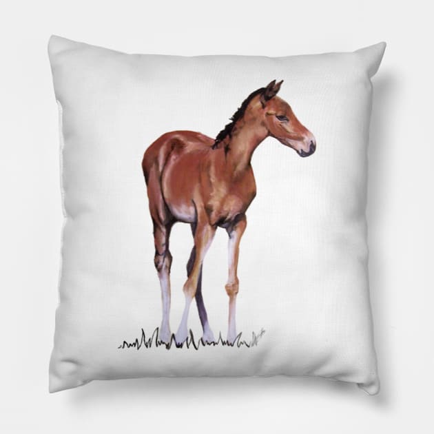 Horse - Foal Drawing Pillow by russodesign