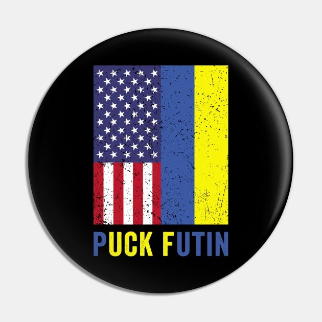 Puck Futin Retro American Ukrainian Flag Pin by petemphasis