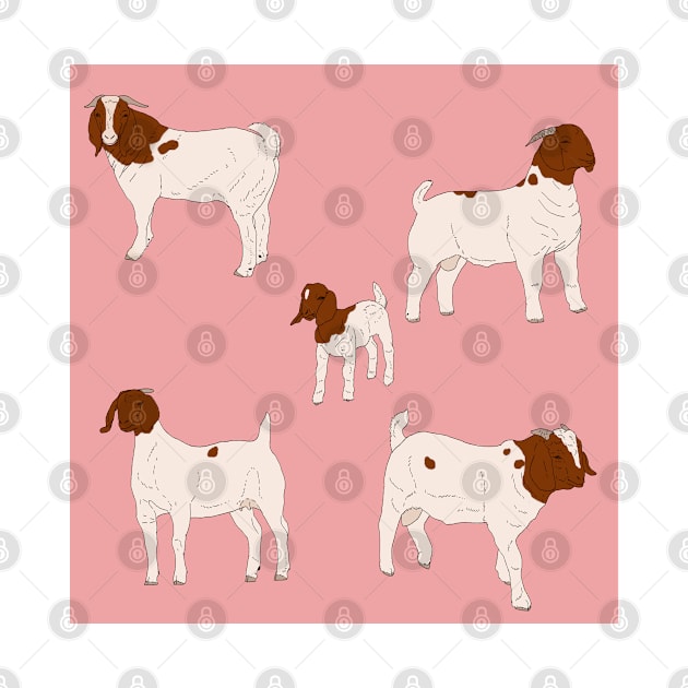 Boer Goats Pattern Pink by TrapperWeasel