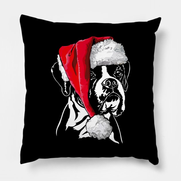 Boxer Dog Santa Christmas dog Pillow by wilsigns