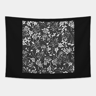 Black and white watercolor leaves and branches Tapestry