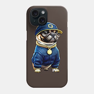 Cool Pug in Denim and Bling - Adorable Pug Wearing Hip Hop Style Clothing Phone Case