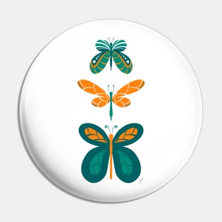 Butterflies Orange & Green Pin