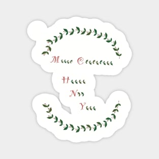 Merry Christmas and Happy New Year Wreath Magnet