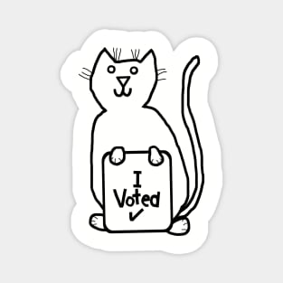 Cute Cat says she Voted Line Drawing Magnet