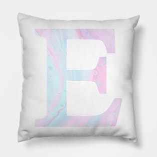 The Letter E Pink and Blue Marble Pillow