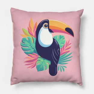 Toucan pastel jungle leaves Pillow