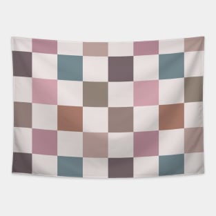 Romantic Pink Beige Checkerboard Pattern Tapestry
