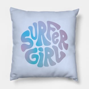 Surfer Girl Retro Logo - Purple and Blue Pillow