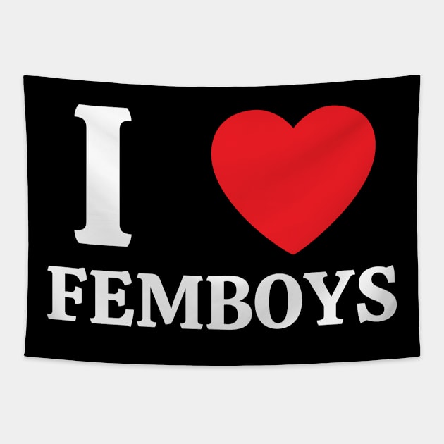 I Love Heart Femboys Yaoi Crossdressing Aesthetic Tapestry by BobaPenguin